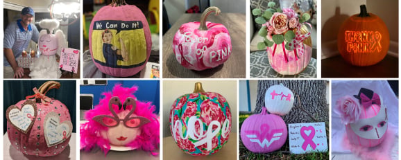 Pink Your Pumpkin contest featuring decorated pumpkins.
